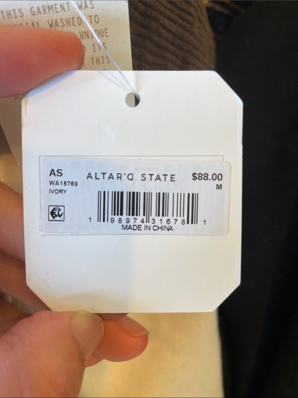 NWT Altar’d State cotton chore jacket barn ivory medium msrp $88 - Picture 5 of 5